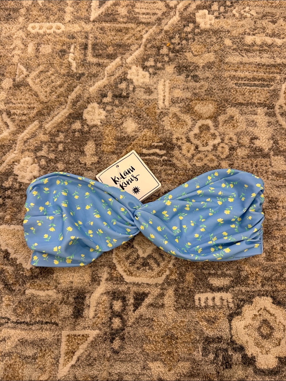 Kulani Kinis Blue Yellow Floral Print bikini size medium